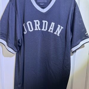 Jordan Navy Mesh V-Neck Shirt with White Trim